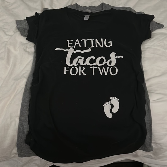 EUC “Eating Tacos For Two” & “Just Eating Tacos” Pregnancy Announce Shirts - Picture 3 of 7